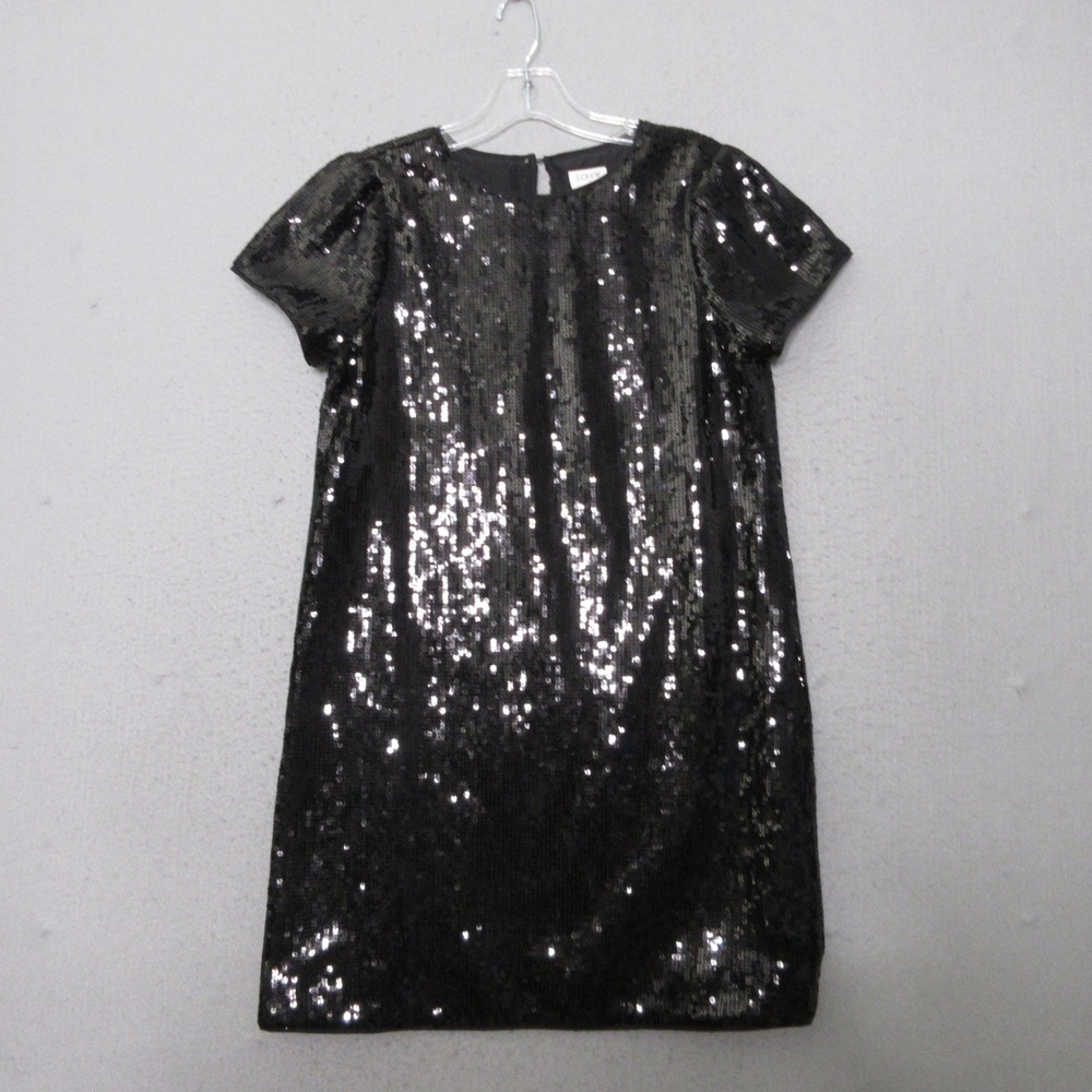 J Crew Dress Black Sequin Shift Black Party Holiday Glam Festive Cocktail LBD